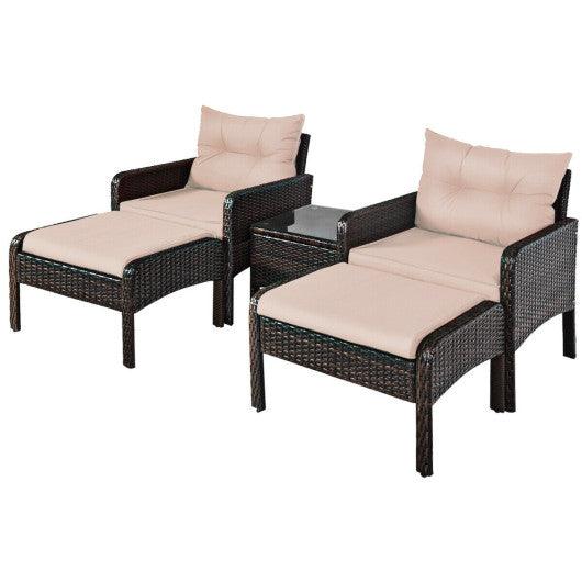 5 Pcs Patio Rattan Wicker Sofa Furniture Set at Set Shop and Smile