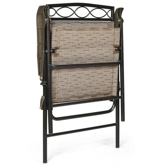 Set of 2 Patio Folding Chairs Sling Portable Dining Chair Set with Armrest at Set Shop and Smile