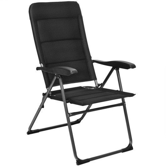 Set of 4 Patio Folding Chairs with Adjustable Backrest-Black at Set Shop and Smile