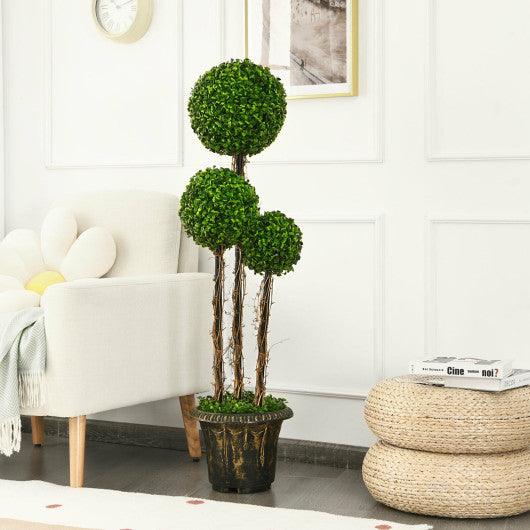 4 Feet Artificial UV Resistant Topiary Triple Ball Tree Plant at Set Shop and Smile