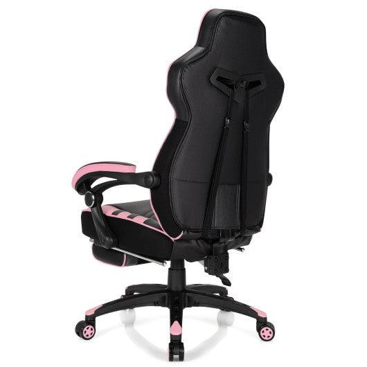 Adjustable Gaming Chair with Footrest for Home Office-Pink at Set Shop and Smile