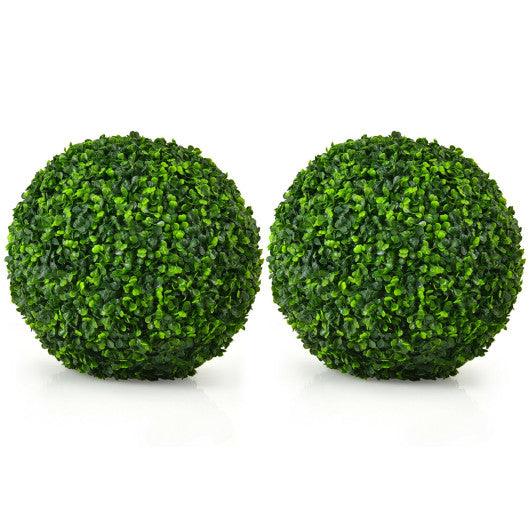 2 Pieces 15.7 Inch Artificial Boxwood Topiary Ball Tree Set at Set Shop and Smile