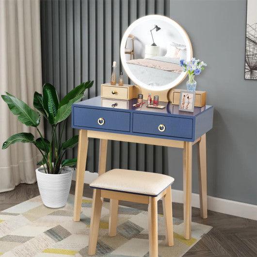 Makeup Vanity Table Set 3 Color Lighting Dressing Table-Blue at Set Shop and Smile