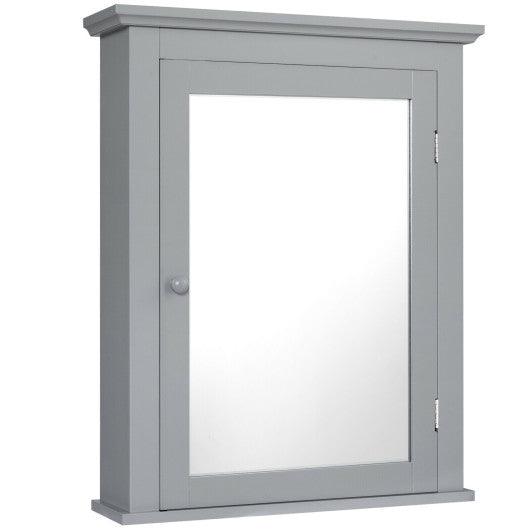 Bathroom Mirror Cabinet Wall Mounted Adjustable Shelf Medicine Storage-Gray at Set Shop and Smile