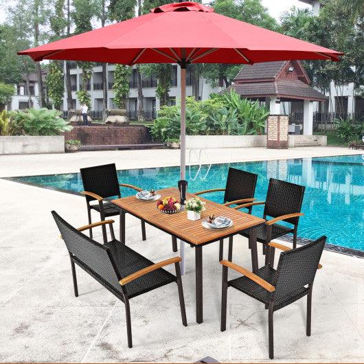 55 Inch Patio Acacia Dining Table with Umbrella Hole at Set Shop and Smile