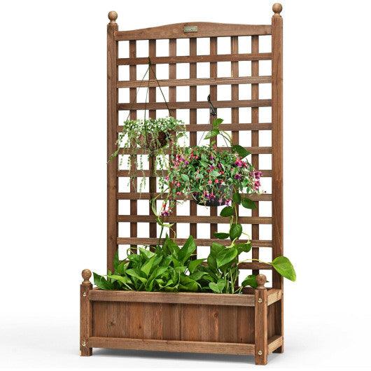 Solid Free Standing Wood Planter Box with Trellis for Garden at Set Shop and Smile