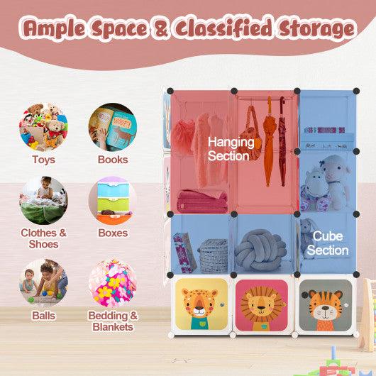 8/12 Cube Kids Wardrobe Closet with Hanging Section and Doors-12 Cubes at Set Shop and Smile
