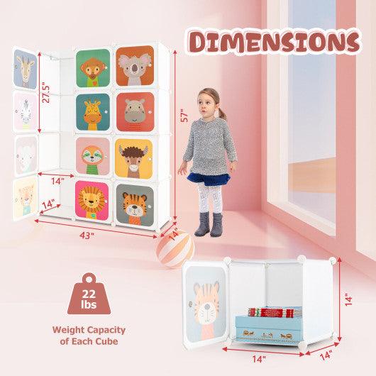 8/12 Cube Kids Wardrobe Closet with Hanging Section and Doors-12 Cubes at Set Shop and Smile