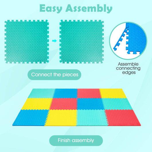 12 Pieces Puzzle Interlocking Flooring Mat with Anti-slip and Waterproof Surface at Set Shop and Smile