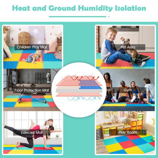12 Pieces Puzzle Interlocking Flooring Mat with Anti-slip and Waterproof Surface at Set Shop and Smile