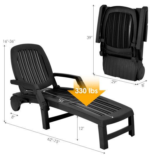 Adjustable Patio Sun Lounger with Weather Resistant Wheels-Black at Set Shop and Smile