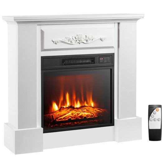 1400W TV Stand Electric Fireplace Mantel with Remote Control-White at Set Shop and Smile