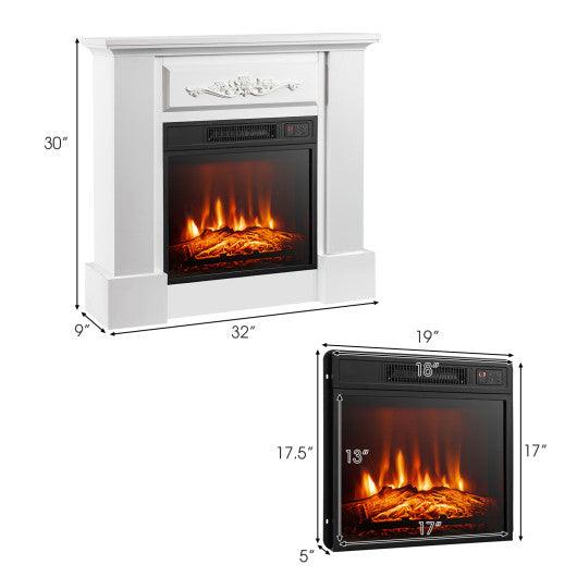 1400W TV Stand Electric Fireplace Mantel with Remote Control-White at Set Shop and Smile