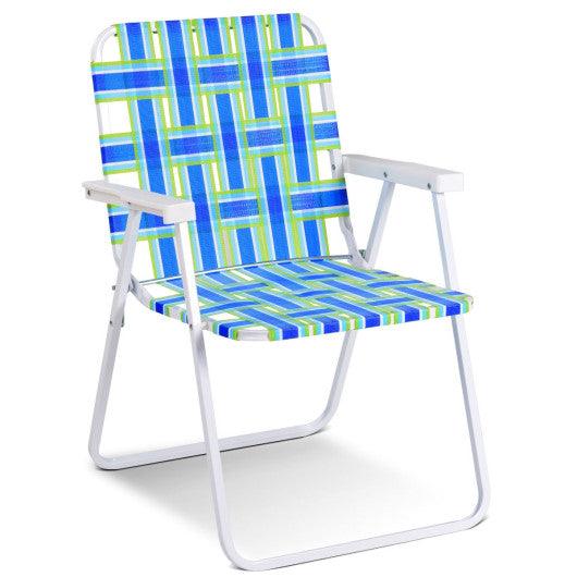 6 pcs Folding Beach Chair Camping Lawn Webbing Chair-Blue at Set Shop and Smile