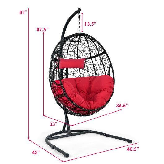 Hanging Cushioned Hammock Chair with Stand-Red at Set Shop and Smile