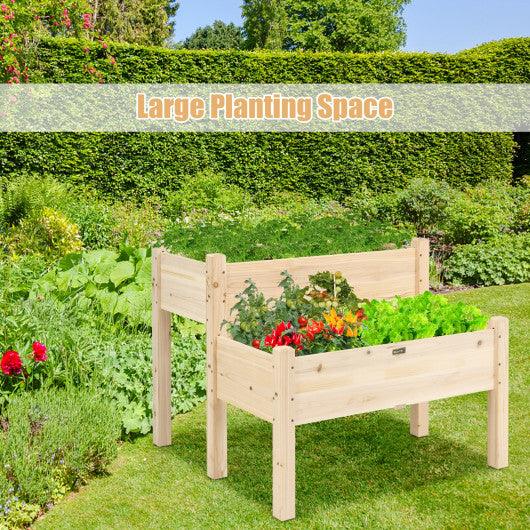 2 Tier Wooden Elevated Planter Box with Legs and Drain Holes for Balcony and Yard at Set Shop and Smile