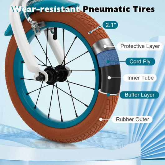 14 Inch Kid's Bike with Removable Training Wheels and Basket-Blue at Set Shop and Smile