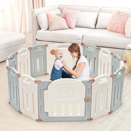 Foldable Baby Playpen 14 Panel Activity Center Safety Play Yard-Beige at Set Shop and Smile