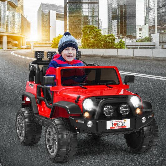 12V 2-Seater Ride on Car Truck with Remote Control and Storage Room-Red at Set Shop and Smile