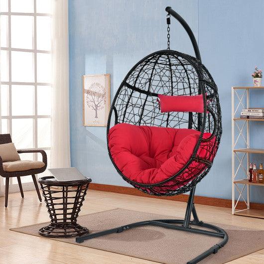 Hanging Cushioned Hammock Chair with Stand-Red at Set Shop and Smile