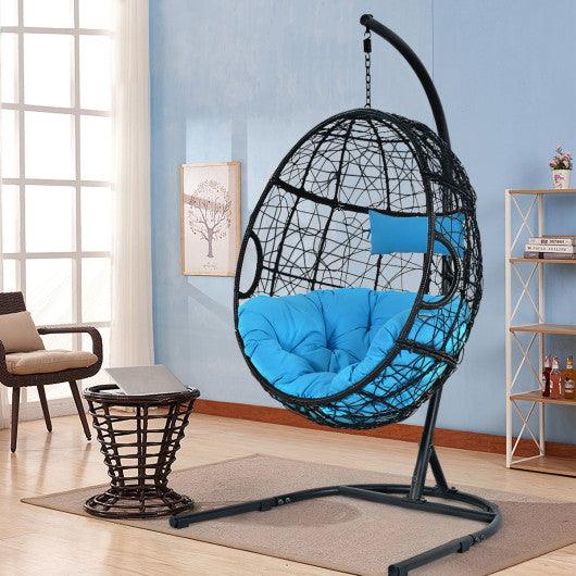 Hanging Cushioned Hammock Chair with Stand-Blue at Set Shop and Smile