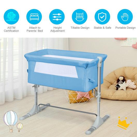 Travel Portable Baby Bed Side Sleeper Bassinet Crib with Carrying Bag-Blue at Set Shop and Smile