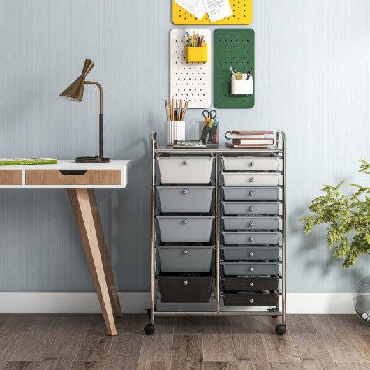 15-Drawer Utility Rolling Organizer Cart Multi-Use Storage-Black & Gray at Set Shop and Smile