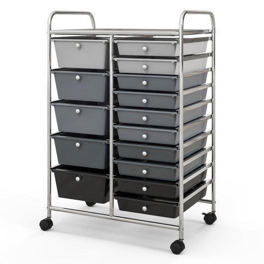 15-Drawer Utility Rolling Organizer Cart Multi-Use Storage-Black & Gray at Set Shop and Smile