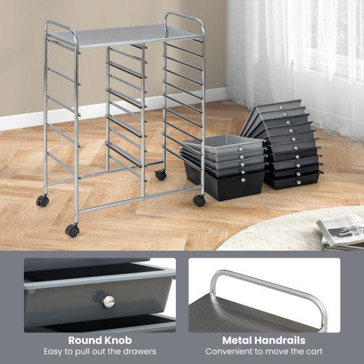 15-Drawer Utility Rolling Organizer Cart Multi-Use Storage-Black & Gray at Set Shop and Smile