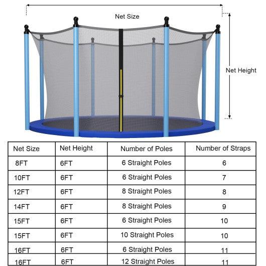 15/16 Feet Trampoline Replacement Safety Net with Adjustable Straps-15 ft at Set Shop and Smile