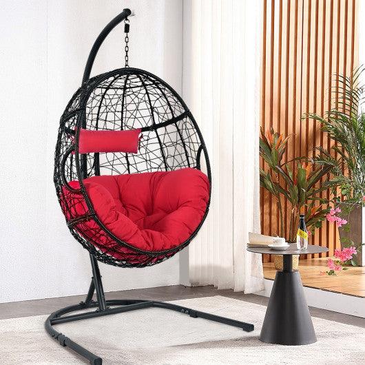 Hanging Cushioned Hammock Chair with Stand-Red at Set Shop and Smile