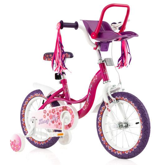 Kids Bike with Doll Seat and Removable Training Wheels-M at Set Shop and Smile