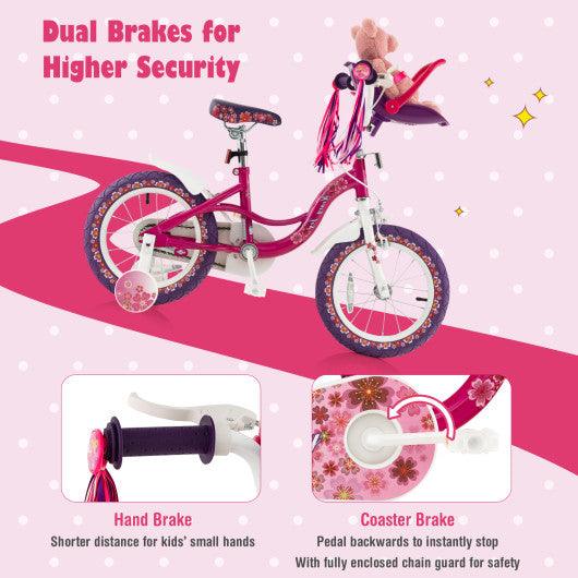 Kids Bike with Doll Seat and Removable Training Wheels-M at Set Shop and Smile