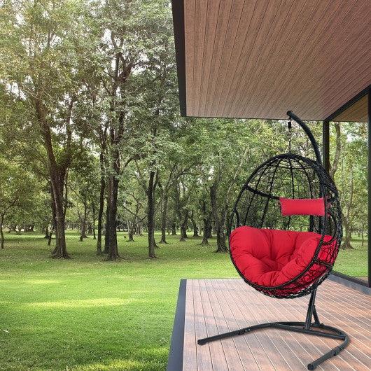 Hanging Cushioned Hammock Chair with Stand-Red at Set Shop and Smile