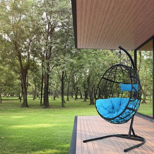 Hanging Cushioned Hammock Chair with Stand-Blue at Set Shop and Smile