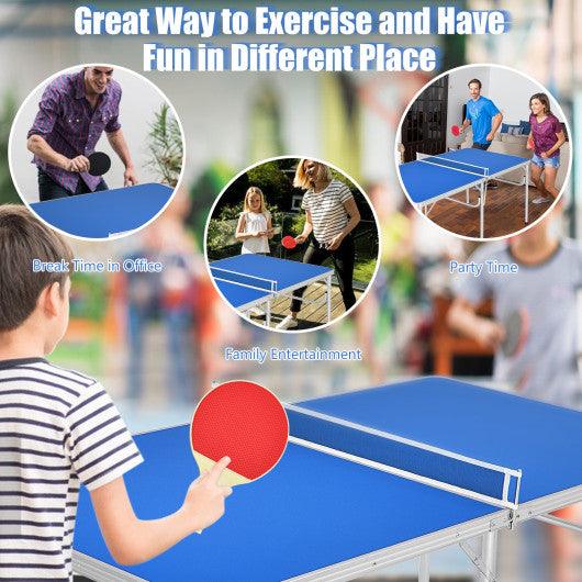 60 Inch Portable Tennis Ping Pong Folding Table with Accessories-Blue at Set Shop and Smile
