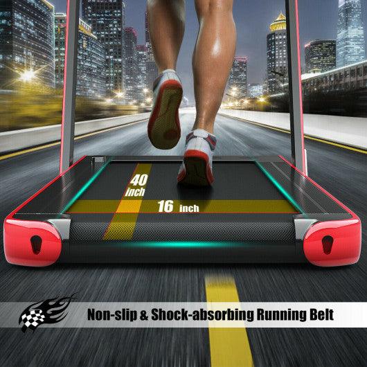 2-in-1 Electric Motorized Health and Fitness Folding Treadmill with Dual Display and Speaker-Red at Set Shop and Smile