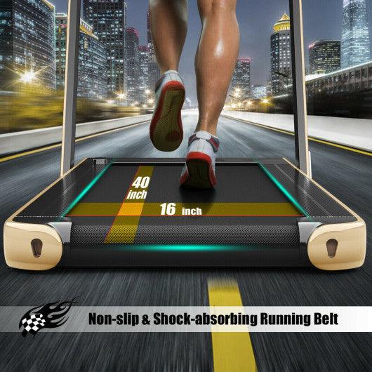 2-in-1 Electric Motorized Health and Fitness Folding Treadmill with Dual Display and Speaker-Yellow at Set Shop and Smile