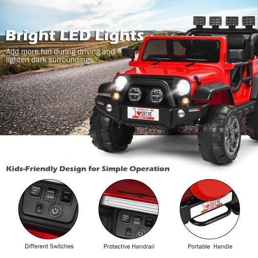12V 2-Seater Ride on Car Truck with Remote Control and Storage Room-Red at Set Shop and Smile