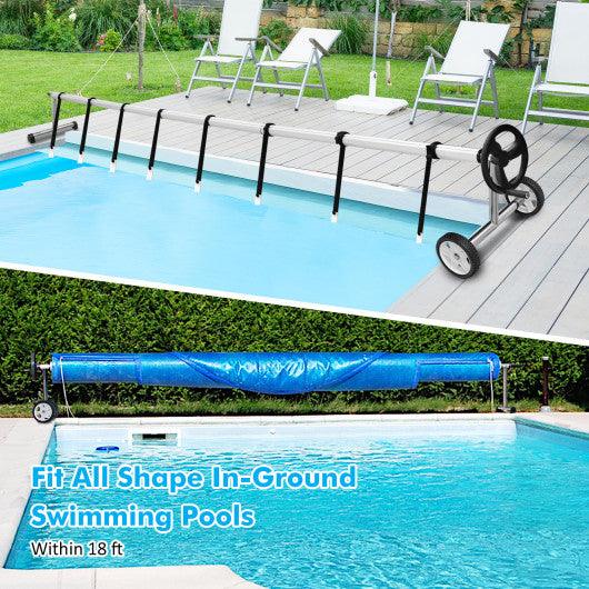 18 Ft Pool Cover Reel Set Aluminum In-ground Swimming Solar Cover Reel at Set Shop and Smile