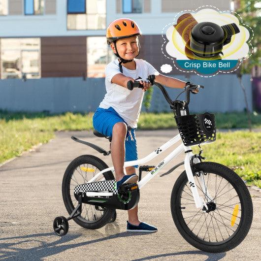 18 Feet Kid's Bike with Removable Training Wheels-Black & White at Set Shop and Smile