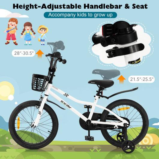 18 Feet Kid's Bike with Removable Training Wheels-Black & White at Set Shop and Smile