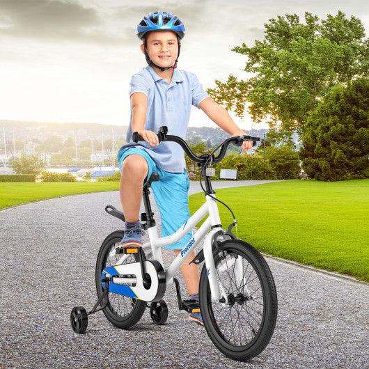 18 Feet Kid's Bike with Removable Training Wheels-White at Set Shop and Smile