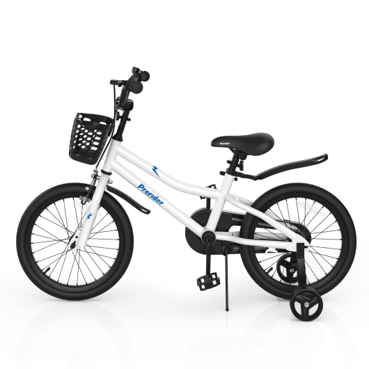 18 Feet Kid's Bike with Removable Training Wheels-White at Set Shop and Smile