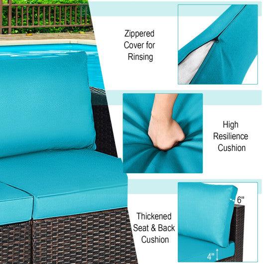 2PCS Patio Rattan Sectional Conversation Sofa Set-Blue at Set Shop and Smile