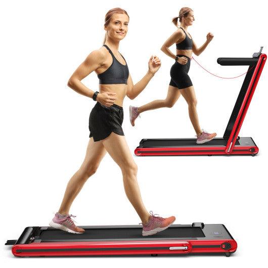 2-in-1 Folding Treadmill with Dual LED Display-Red at Set Shop and Smile