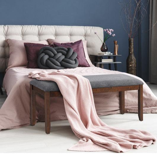 Upholstered Entryway Bench Footstool with Wood Legs at Set Shop and Smile