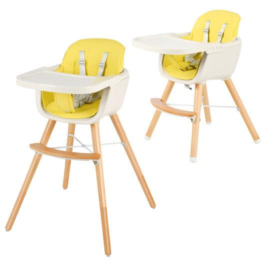 3-in-1 Convertible Wooden High Chair with Cushion-Yellow at Set Shop and Smile