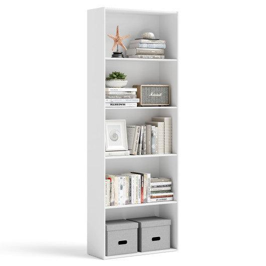 5-Shelf Storage Bookcase Modern Multi-Functional Display Cabinet-White at Set Shop and Smile