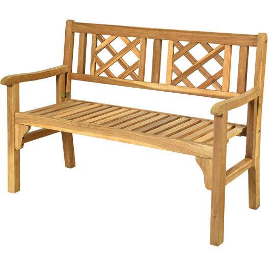 Patio Foldable Bench with Curved Backrest and Armrest at Set Shop and Smile